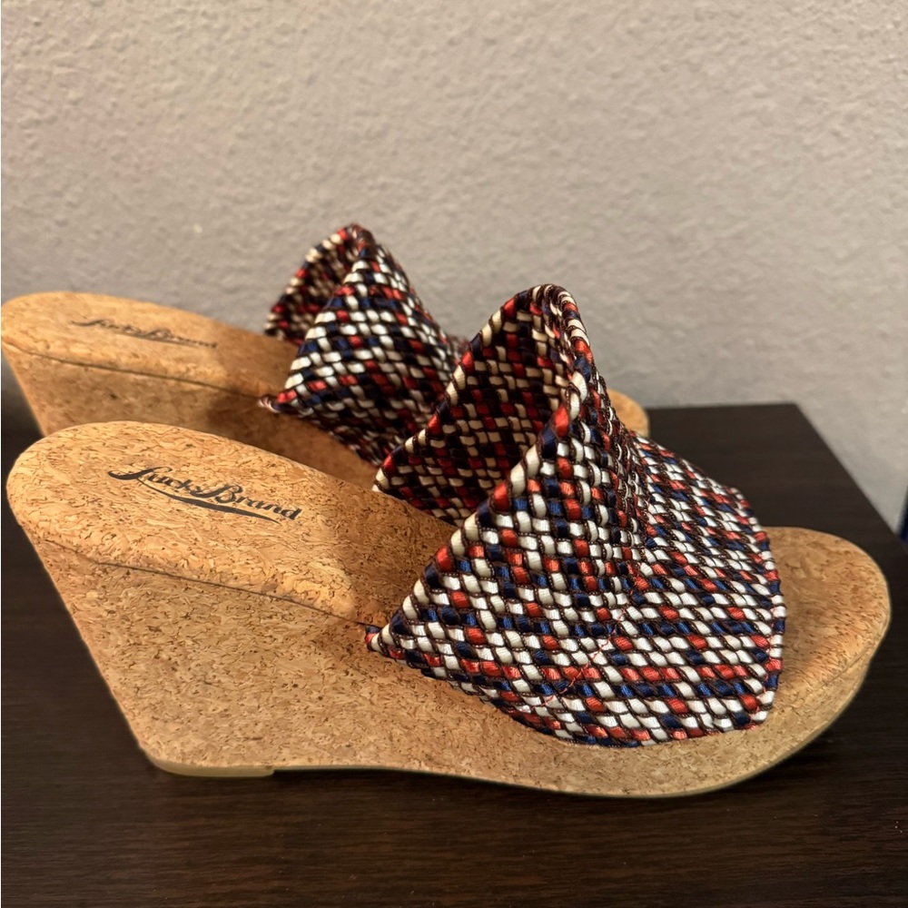 Lucky Brand Marilynn Cork Platform Sandals Comfort Stretch Women's Size 8M